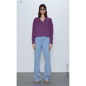 Zara Woman Purple Flowy full cut blouse Sz Large